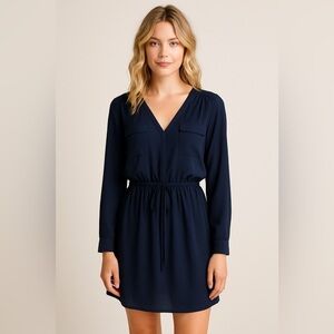 Dalia Blue Flowy Chiffon Blouson mini Shirt dress sz 4